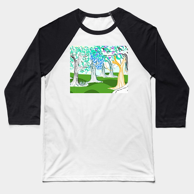 Imaginary forest landscape Baseball T-Shirt by GribouilleTherapie